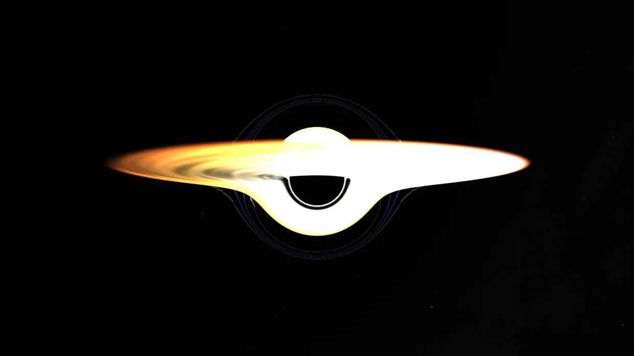3C 273, a quasar, with the full light-bending visuals on